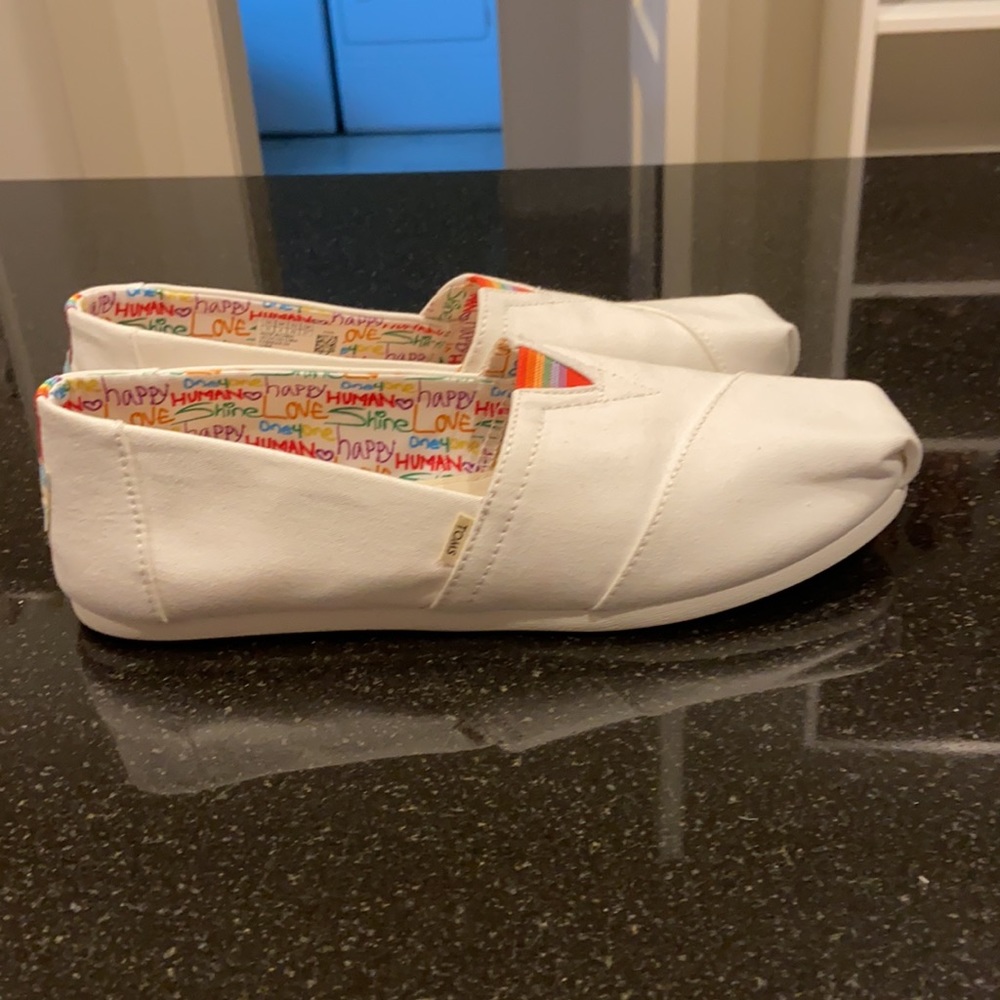 White Canvas Toms Size W10 - image 3